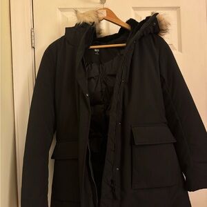 Women's Uniqlo Black Parka Coat